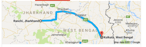 Kolkata Ranchi route
